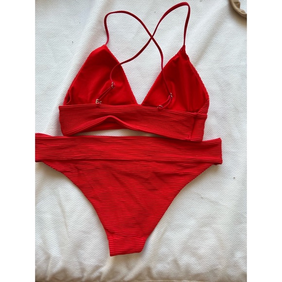 Red Ribbed Bikini - Picture 2 of 4